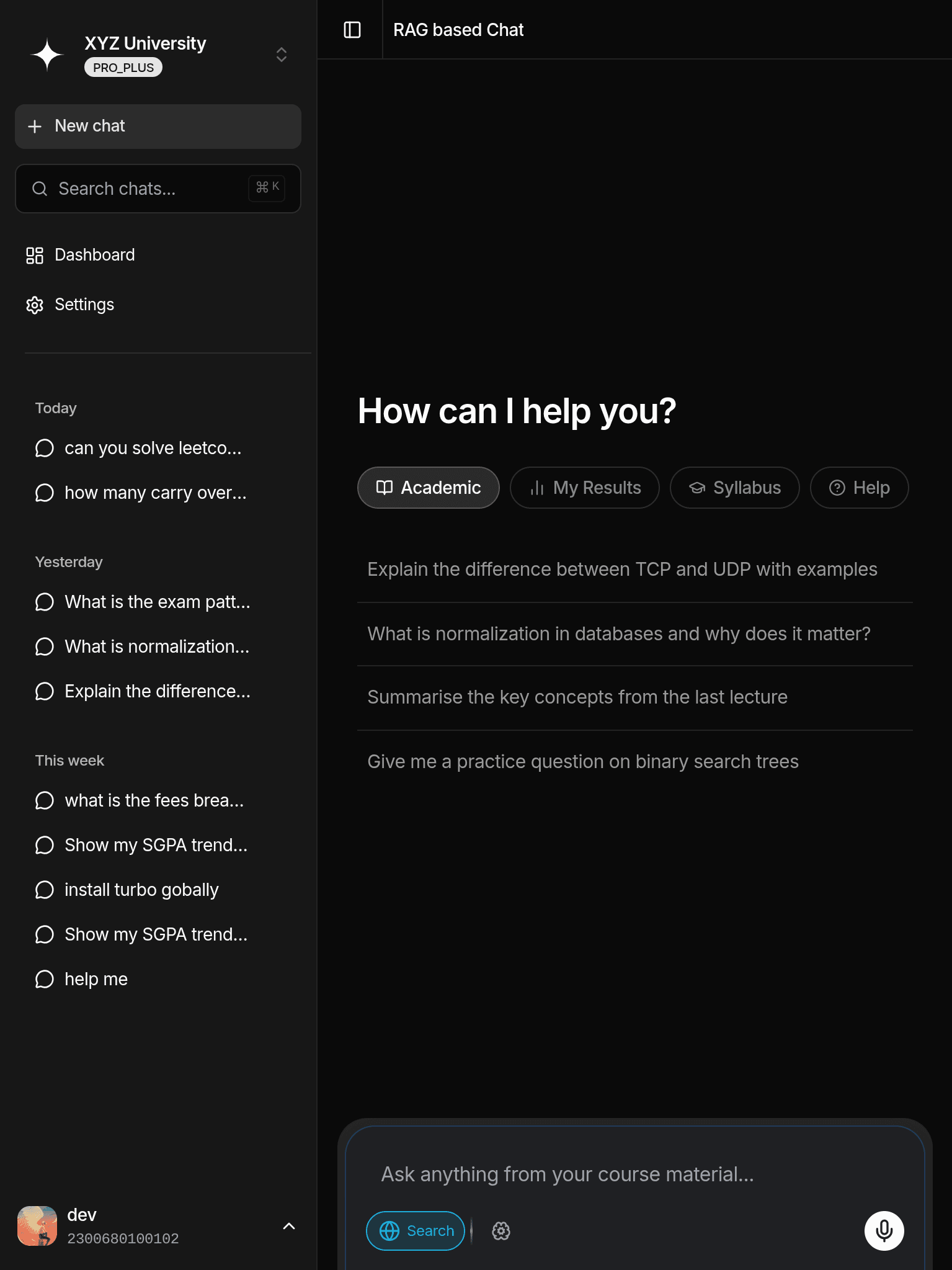Dashboard preview